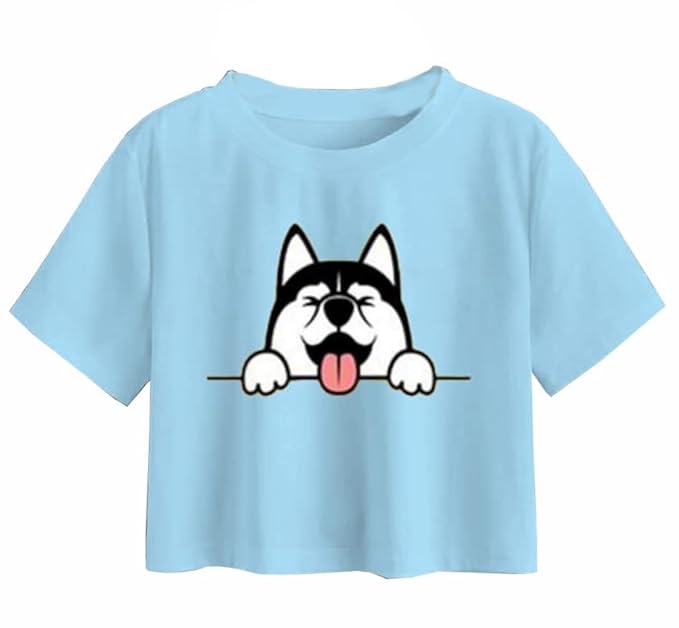 100LUCK Girls Half Sleeve Printed Cotton Crop Top Pack of 3-Multicolor - Image 3