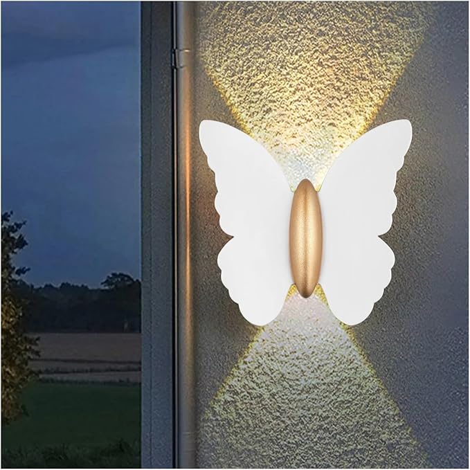 12W White Butterfly Up Down Wall Light Outdoor Wall Decorative Washer Lamp 3000K IP54