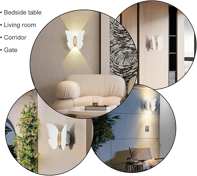 12W White Butterfly Up Down Wall Light Outdoor Wall Decorative Washer Lamp 3000K IP54 - Image 2