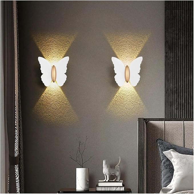 12W White Butterfly Up Down Wall Light Outdoor Wall Decorative Washer Lamp 3000K IP54 - Image 3