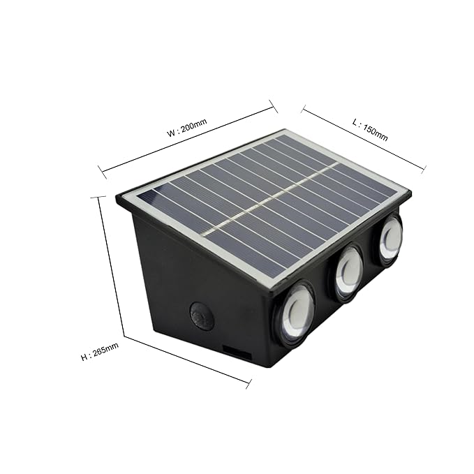 4W Solar Up Down Wall Decorative Light T5105 Black Solar Lamp 3000K Outdoor Solar Garden Light with Day Night Sensor