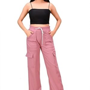 adibaba Trendy Straight-Fit Cargo Palazzo Pants for Kids Girls | Stylish High-Waist Casual Wear with Pockets | Comfortable & Versatile Bottoms for Fashion. Multicolor, Pack of 2