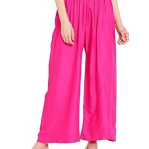 Women's & Girl's Stylish Rayon Flared Palazzo |Trendy Plazzo Pants | Trousers for Women | Relaxed Fit Solid Color Ethnic Wear Ankel Length Palazzos | 28 to 32 Waist Size. Combo- 2