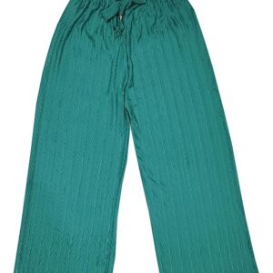 Women’s Girls Polycotton Fabric Solid Colored Elastic Waist Loose Fit Flared Wide Leg Full Length Comfortable Palazzo Fashionable Front Drawstring Styled Relaxed Plazzo Pant. Pack of 1